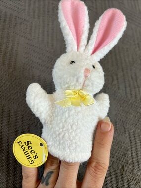 🐰Vintage 2003 See’s Candies Easter Bunny Finger Puppet NWT